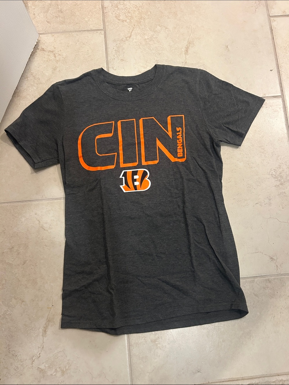 Fanatics Gray Short Sleeve Tee with Orange CIN Logo
